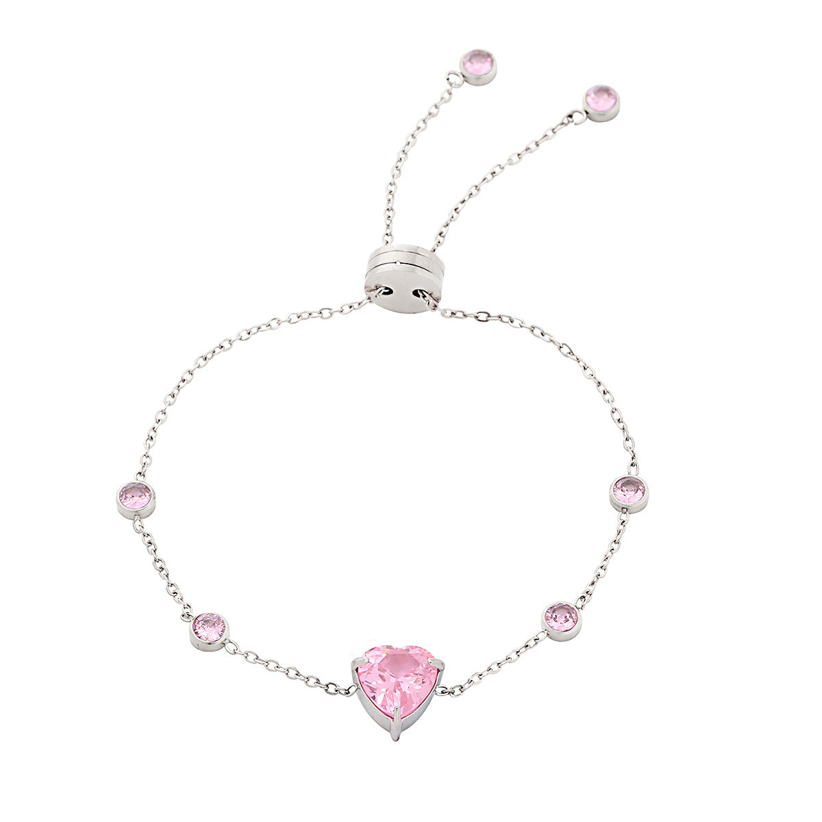 Fashionable Minimalist Starry Sky Heart-Shaped Rhinestone-Inlaid Titanium Steel Bracelet for Women with Plated Finish