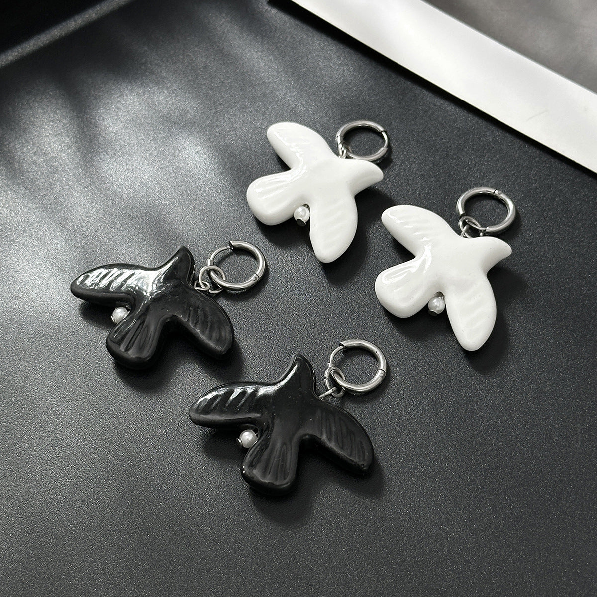 Minimalist White Ceramic Dove Pendant Necklace for Women