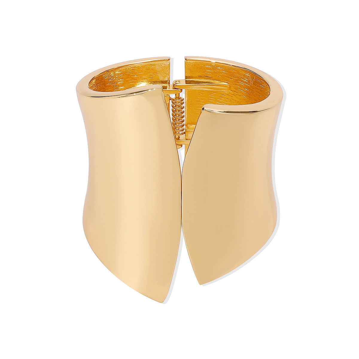 Sweet-Edgy Geometric Alloy Cuff Bracelet with Plated Finish and Asymmetrical Open Design