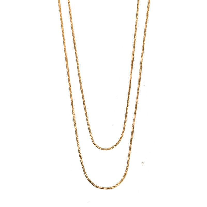 Collar minimalista en capas de cadena de serpiente de acero de titanio en forma de U para hombres y mujeres con acabado chapado