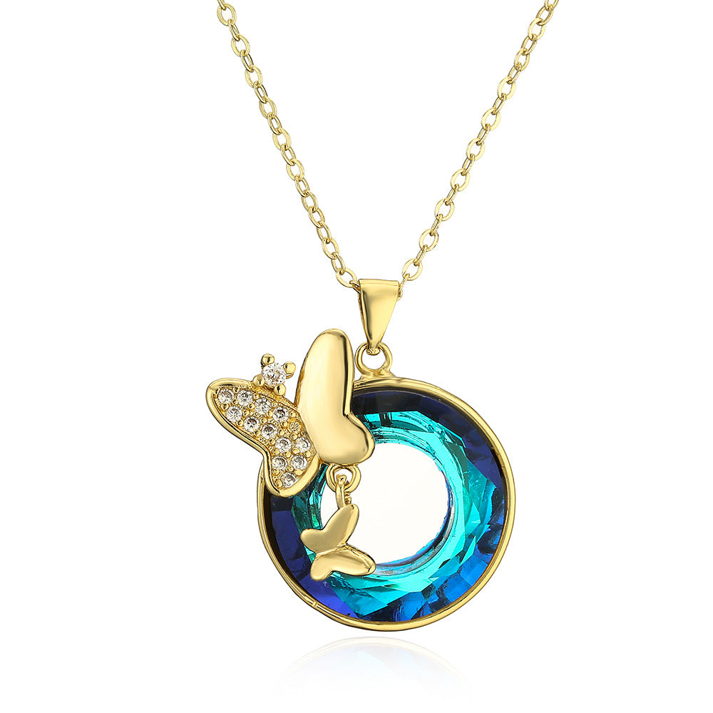 Fashionable Butterfly-Shaped Geometric Pendant Necklace for Women in Copper with Fresh Minimalist Style