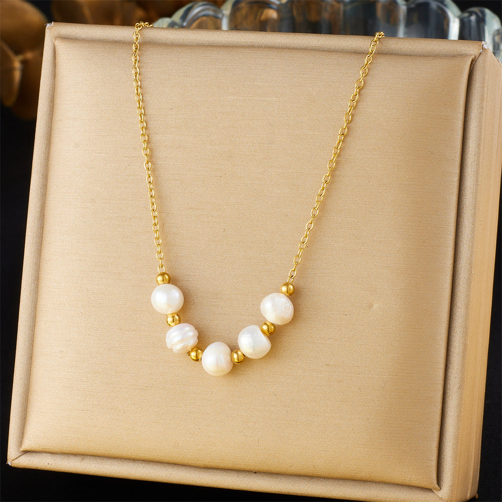 Minimalist Fashionable Irregular Geometric Stainless Steel Pendant Necklace for Women with Electroplated Finish and Box Chain