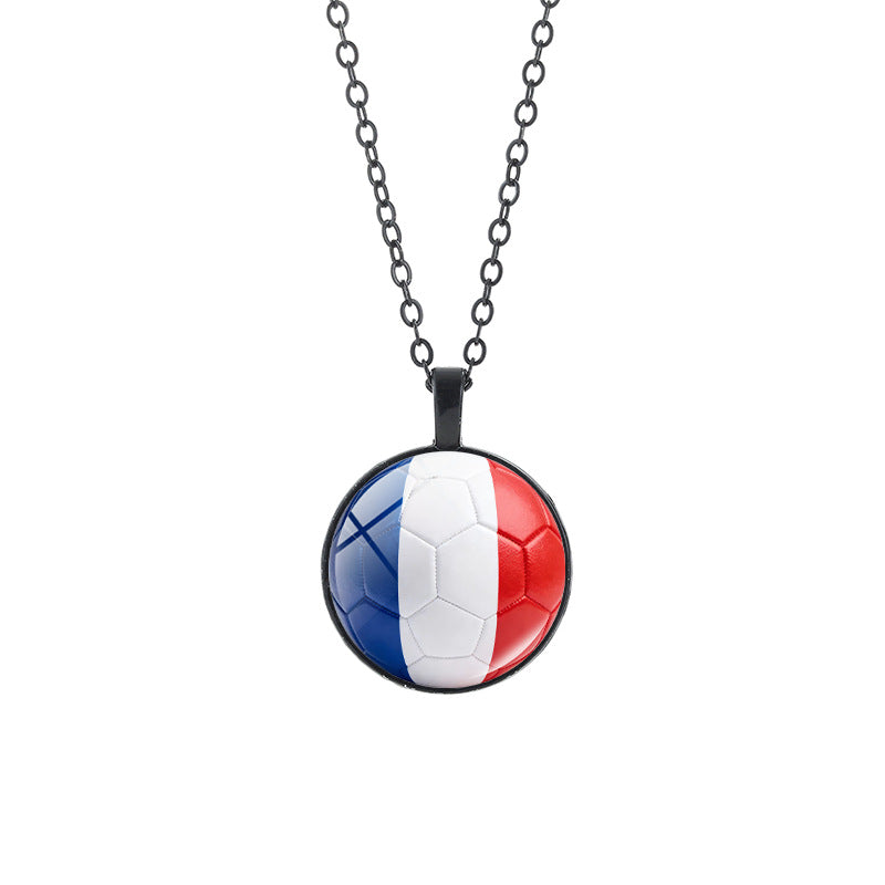 Collana casual in lega placcata con ciondolo in cristallo nero, catena a cavo unisex