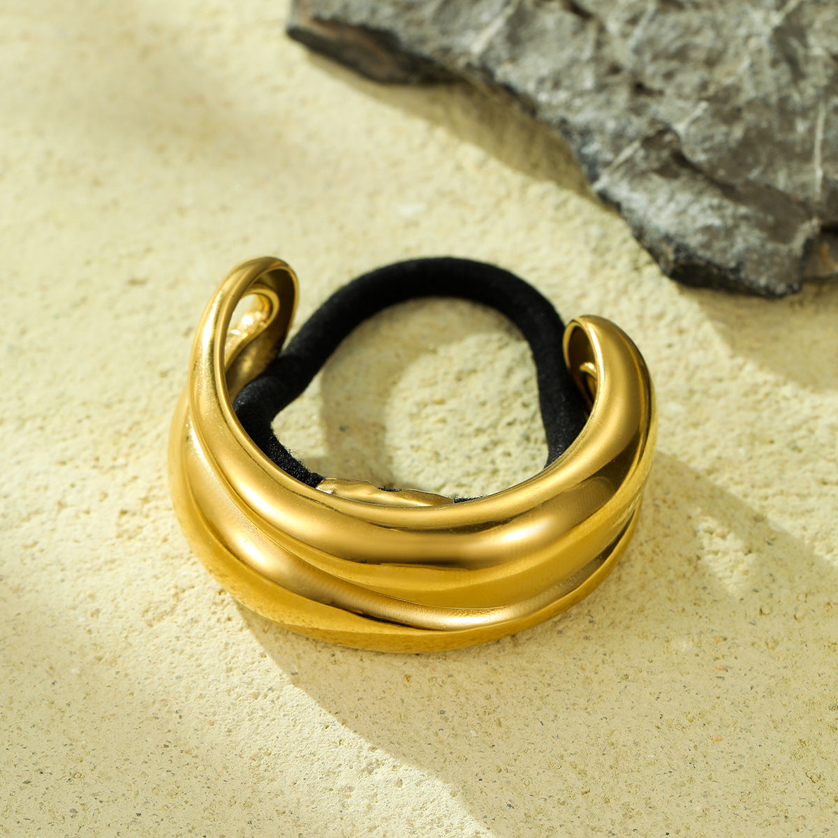 Goma de Pelo Elegante de Acero Inoxidable en Forma de Arco con Acabado Chapado para un Uso Diario con Estilo