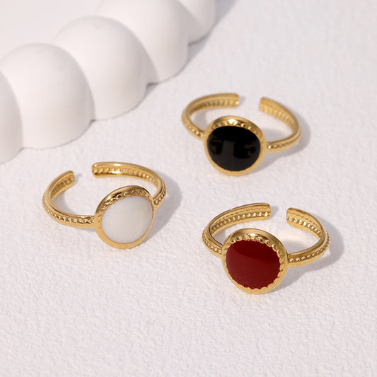 Anillo de Acero Inoxidable Minimalista Geométrico con Chapado en Oro para Mujer, Diseño de Banda Abierta Ajustable, Joyería de Moda Elegante y Resistente a la Decoloración