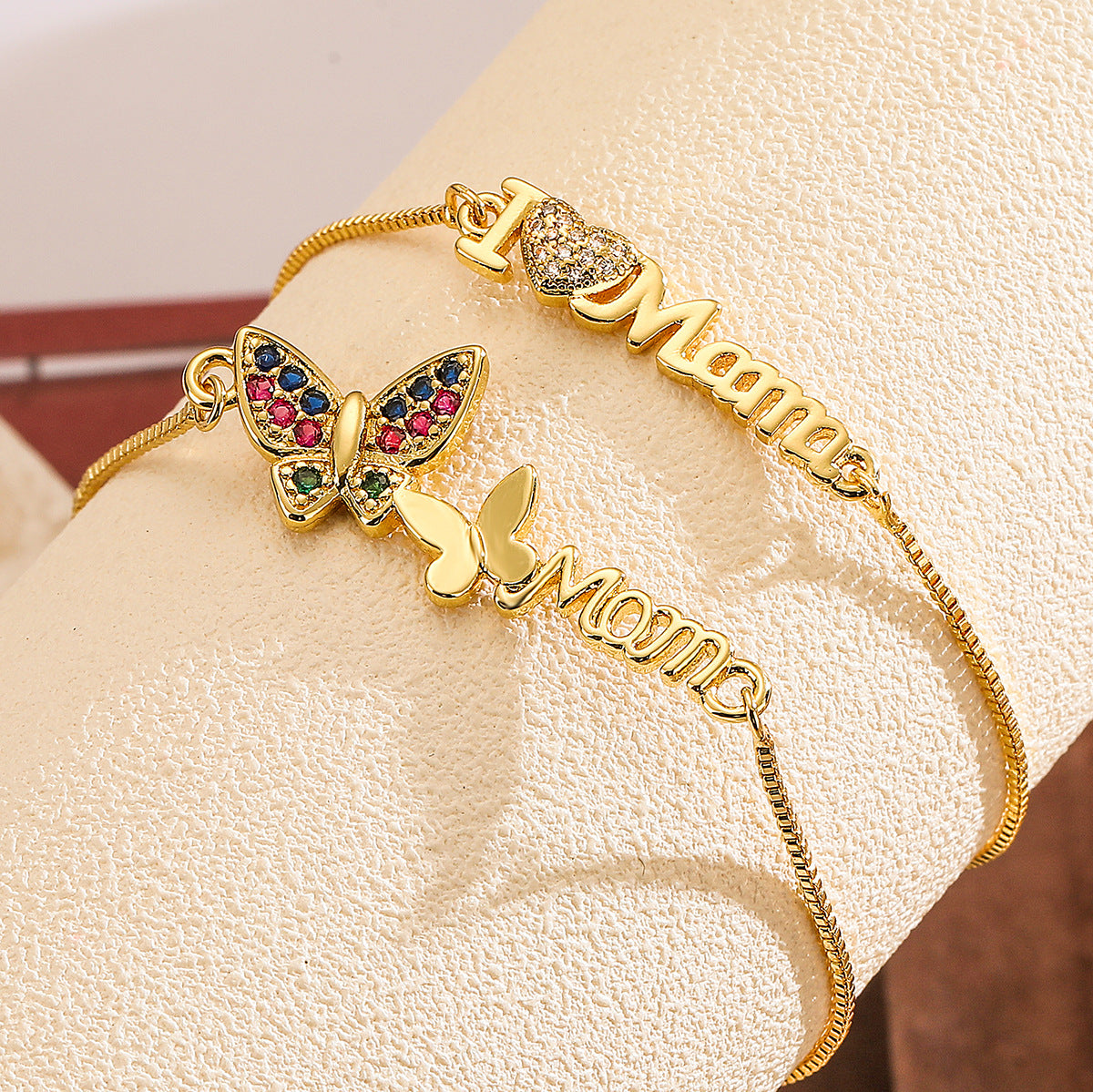 Elegant 18K Gold Plated Brass Butterfly Geometric Bracelet with Cubic Zirconia for Women