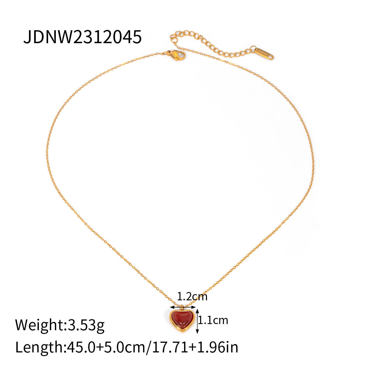 Heart Shaped Plated Stainless Steel Necklace for Women