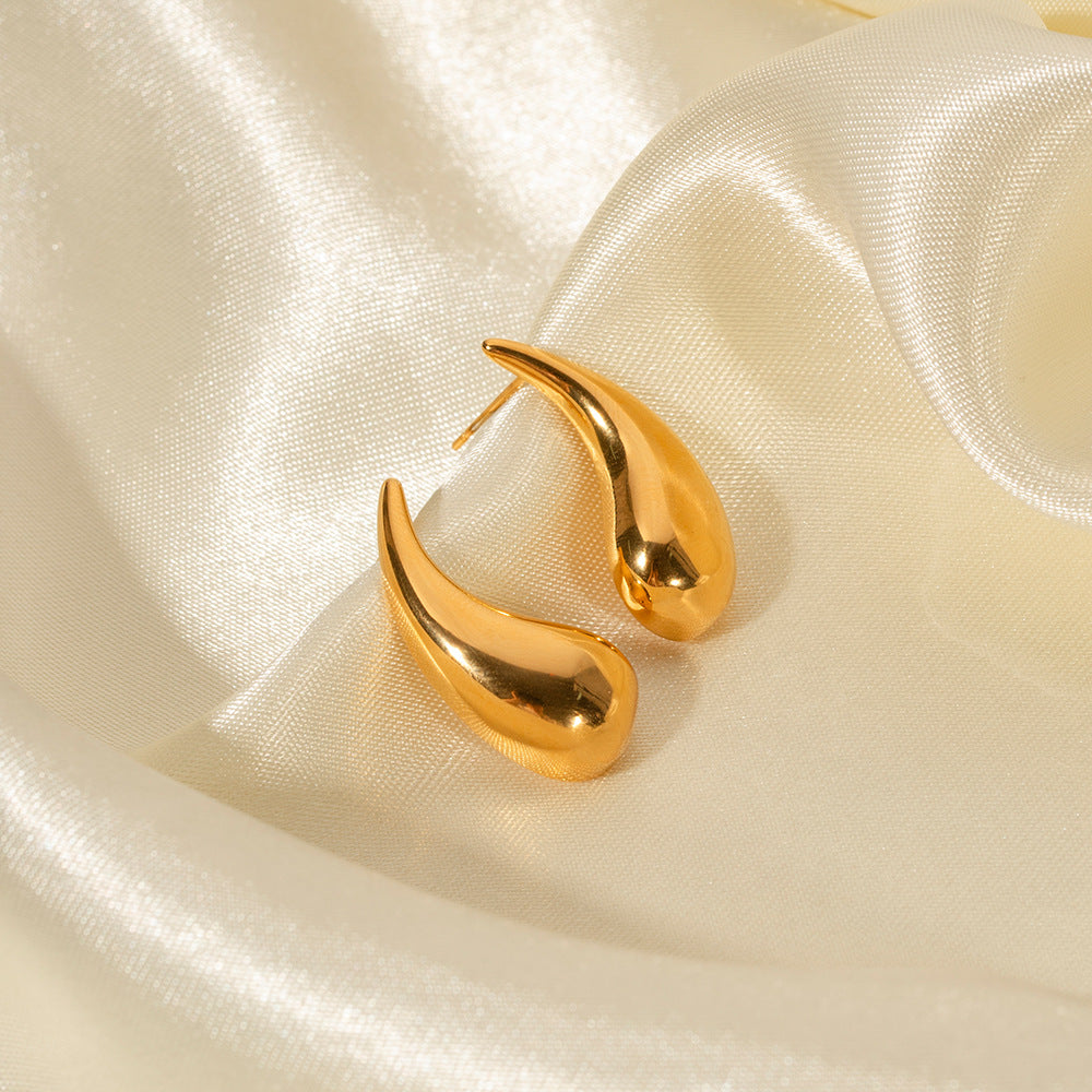 Minimalist Geometric Stainless Steel Earrings with 18K Gold Plating for Women