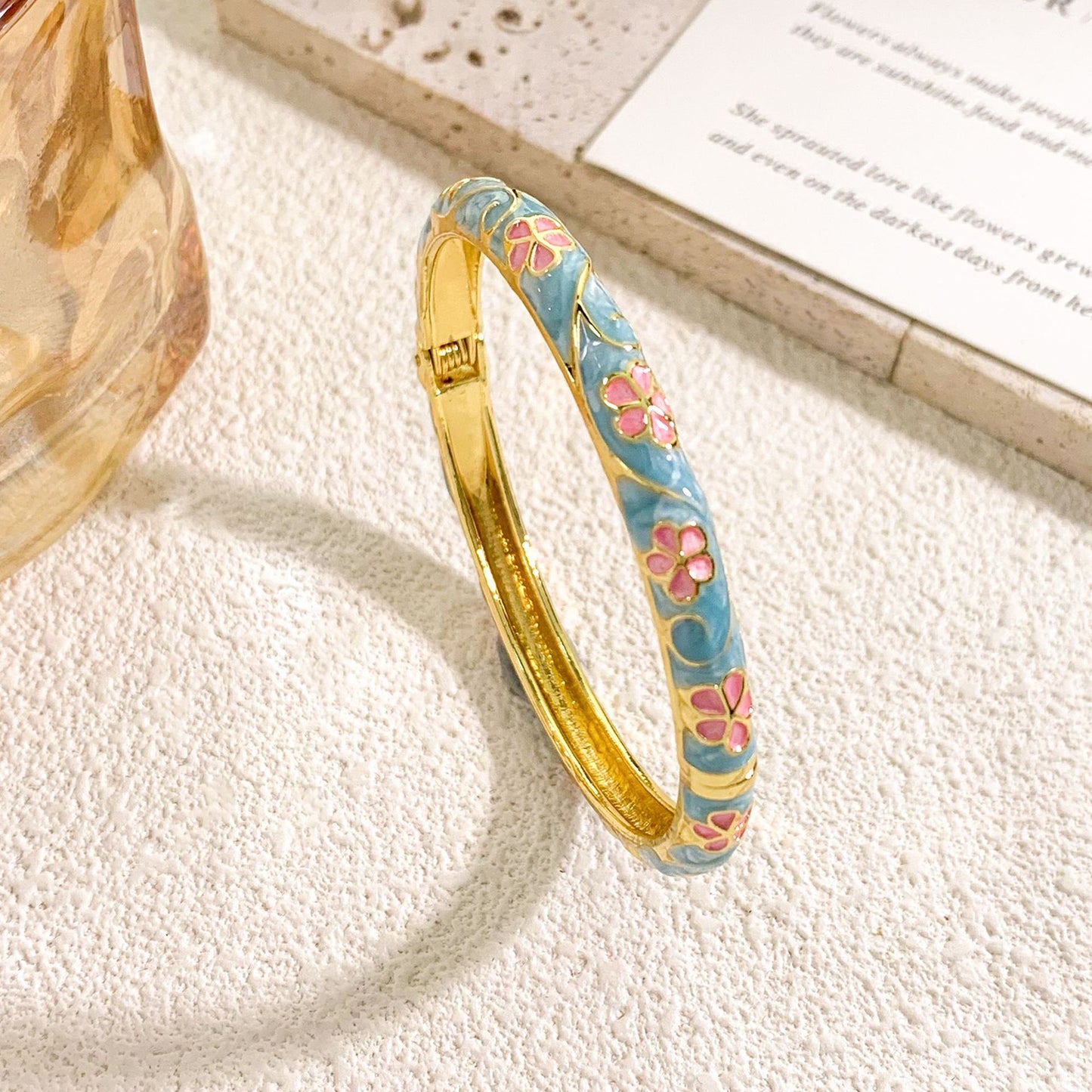 Bracciale rigido in lega smaltata di lusso vintage, design geometrico rotondo ovale, gioielli alla moda