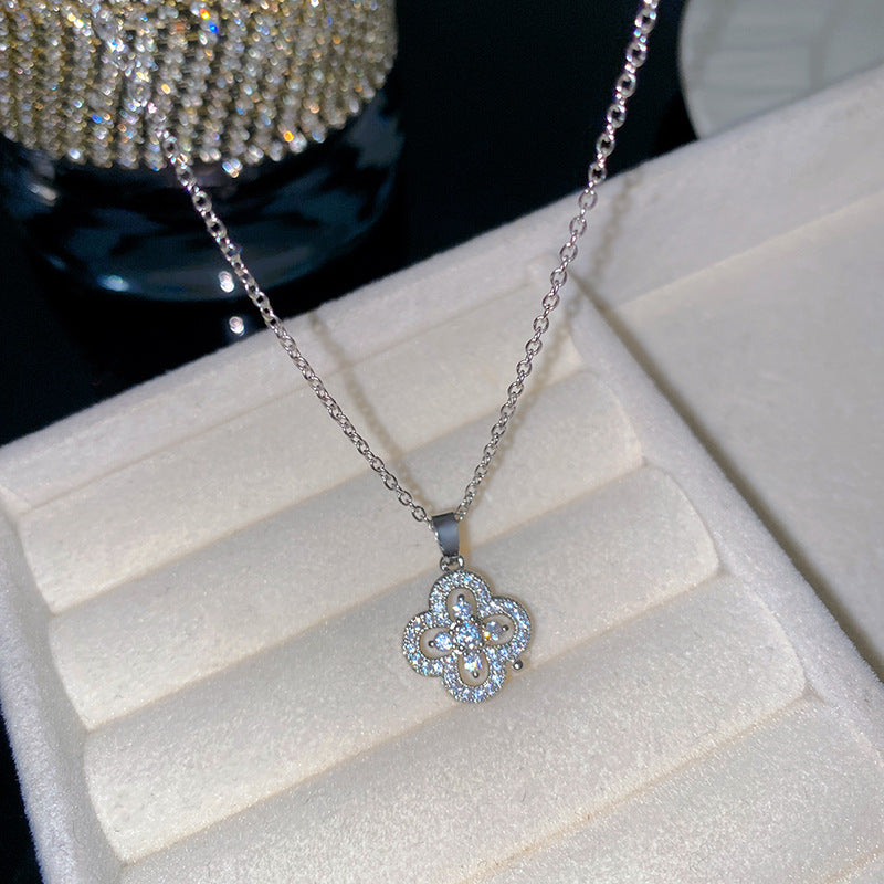 Sweet Butterfly Micro-Set Cubic Zirconia Brass Pendant Gold Plated Titanium Steel Necklace Cable Chain