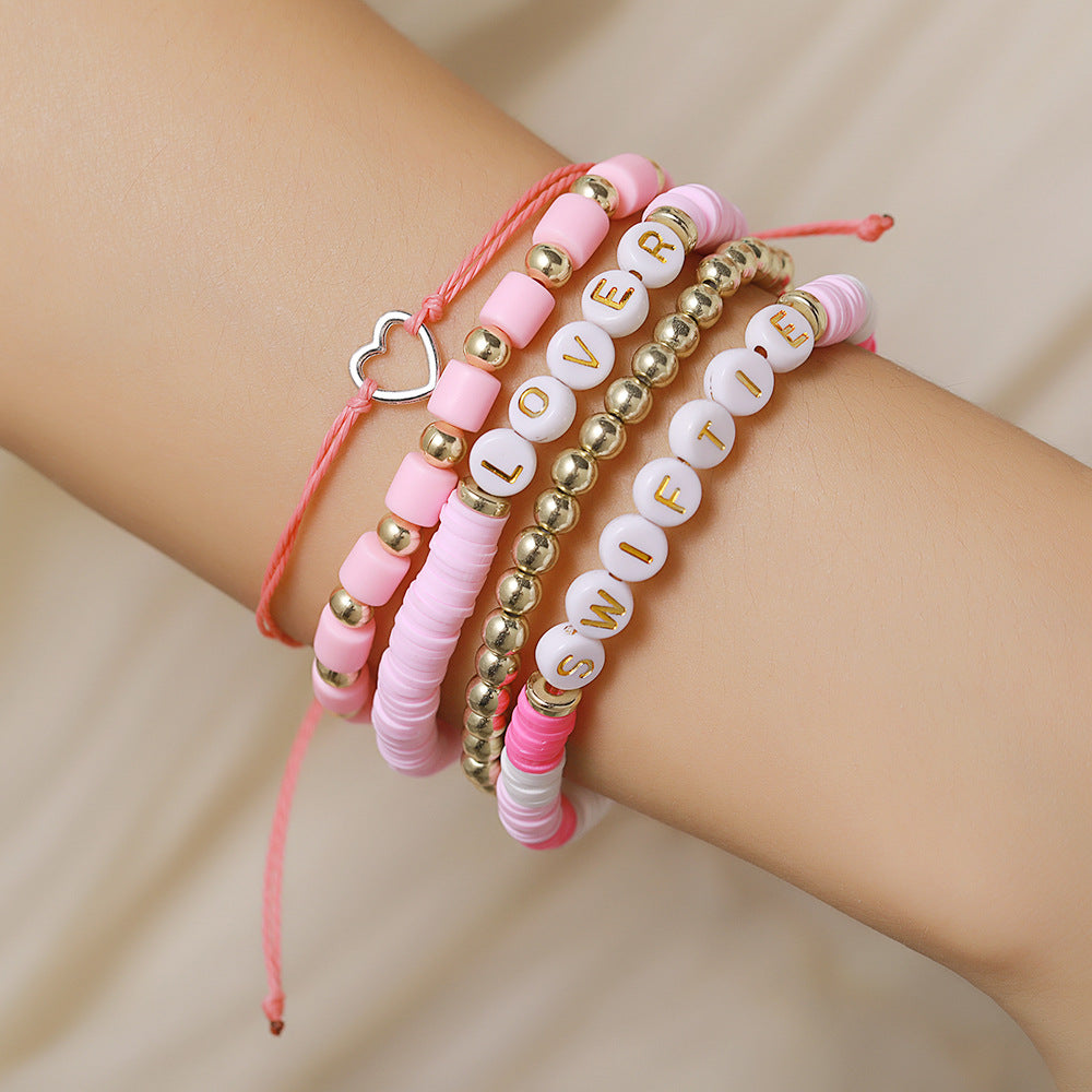Bohemian Colorful Letter Bead Adjustable Friendship Bracelet Set