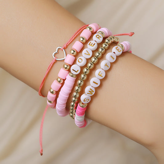 Bohemian Colorful Letter Bead Adjustable Friendship Bracelet Set