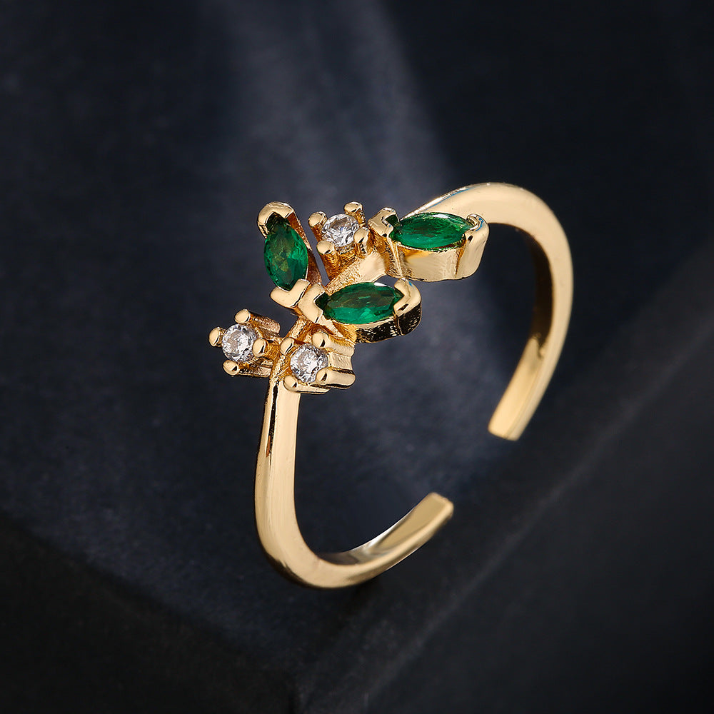 Anello Aperto Geometrico Stile Ins Placcato Oro 18K Rame Micro Pavé Zircone Gioielli Moda Donna