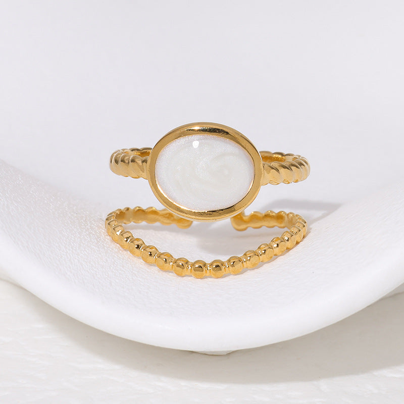 Anello Aperto Minimalista Geometrico da Donna in Acciaio Inossidabile con Finitura Placcata, Accessorio Moda Elegante e Versatile