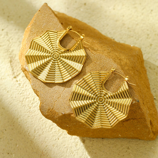 Pendientes de acero de titanio con forma de telaraña y acabado chapado para mujer, aretes de moda minimalistas llamativos