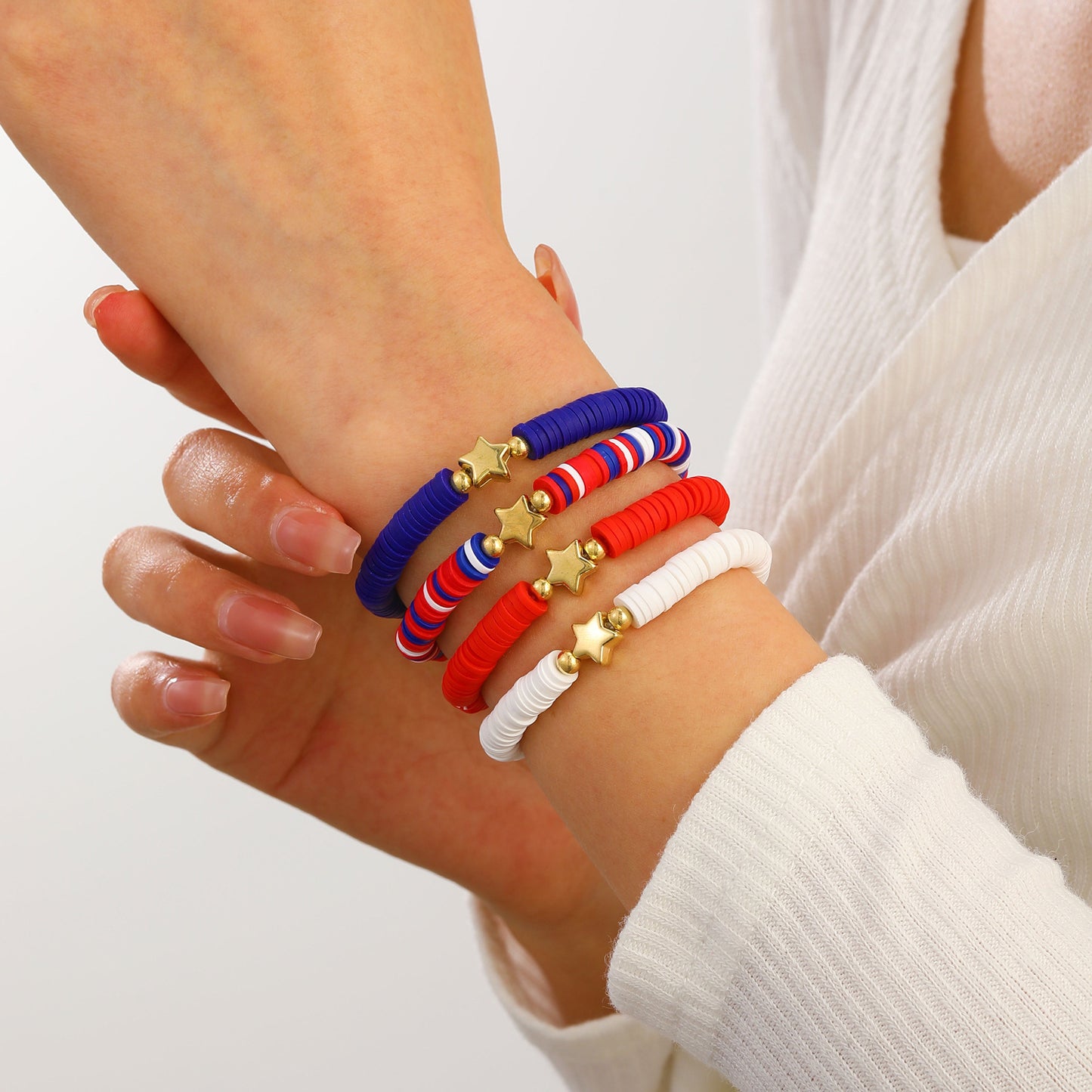Bracciale Unisex con Ciondolo Geometrico a Stella in Resina Colorata Set di Bracciali Elastici con Perline per Donna e Uomo