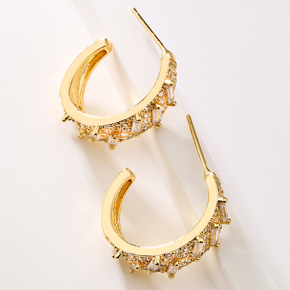 Minimalist Geometric Copper Earrings with Gold Plating for Women
