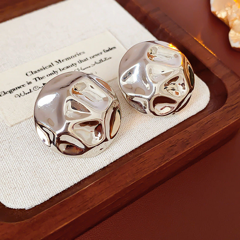 Pendientes colgantes de metal con acabado chapado, diseño floral geométrico de corazón, estilo vintage chic para mujer