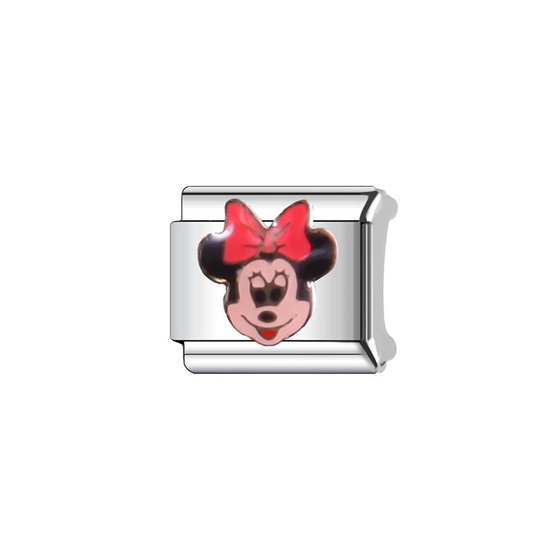 Sweet Cartoon Character Stainless Steel Plated DIY Charm Bar Watch Strap