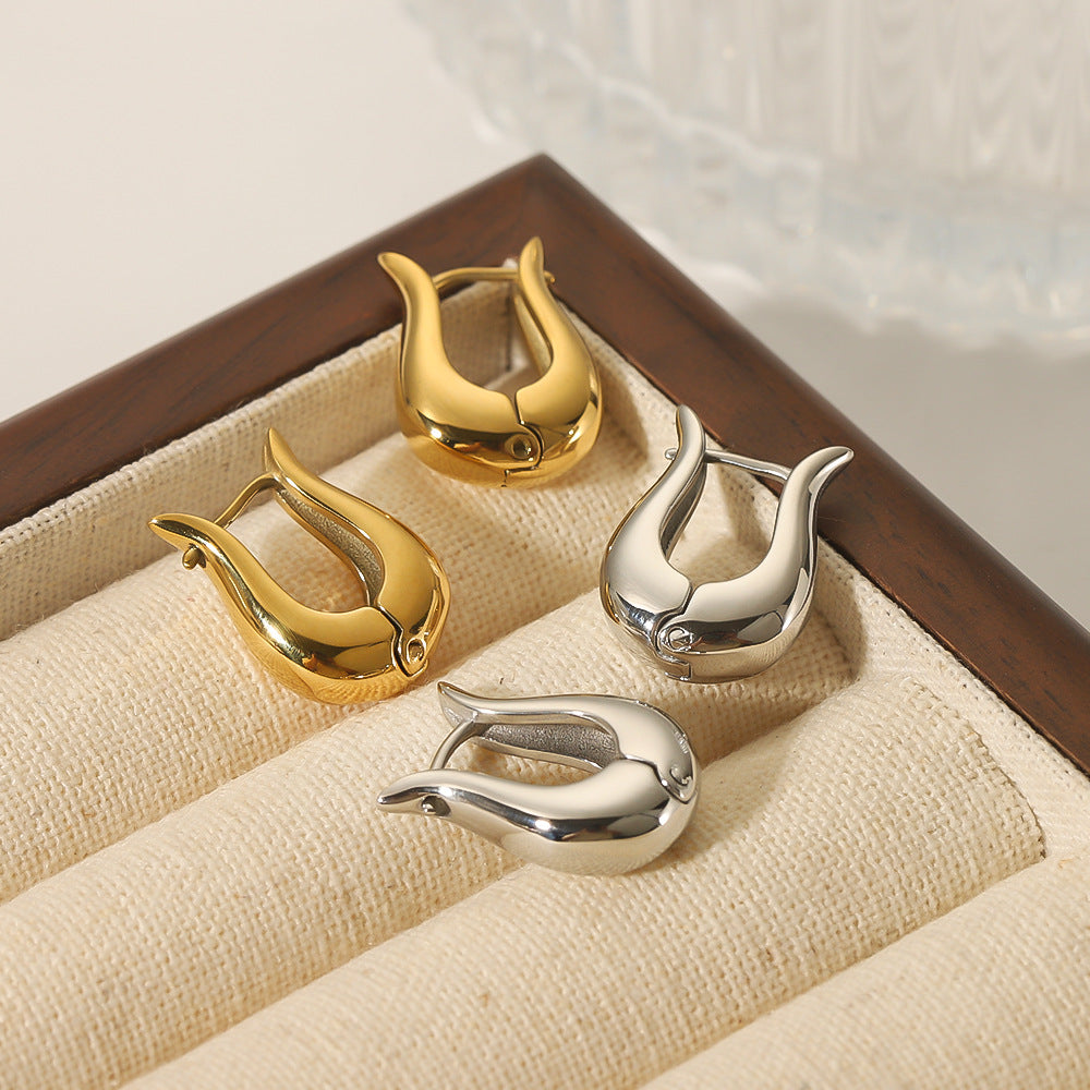 Orecchini Minimalisti Irregolari Geometrici in Acciaio Inox con Placcatura Sottovuoto in Oro 18K da Donna