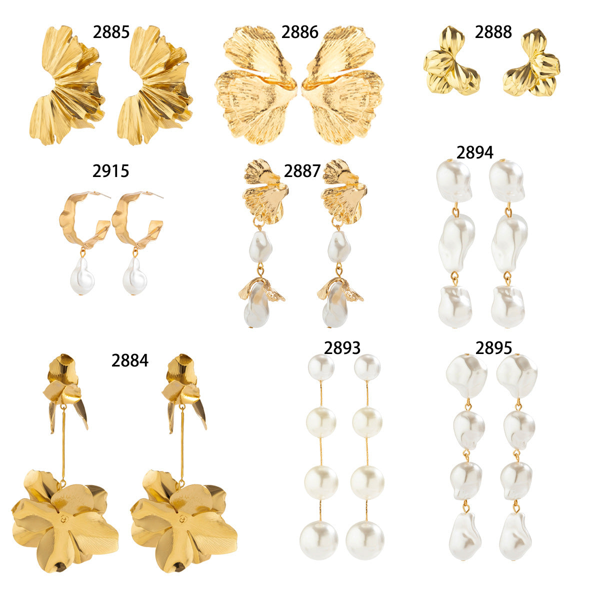 Pendientes de botón asimétricos geométricos minimalistas con perlas y acabado chapado para mujer
