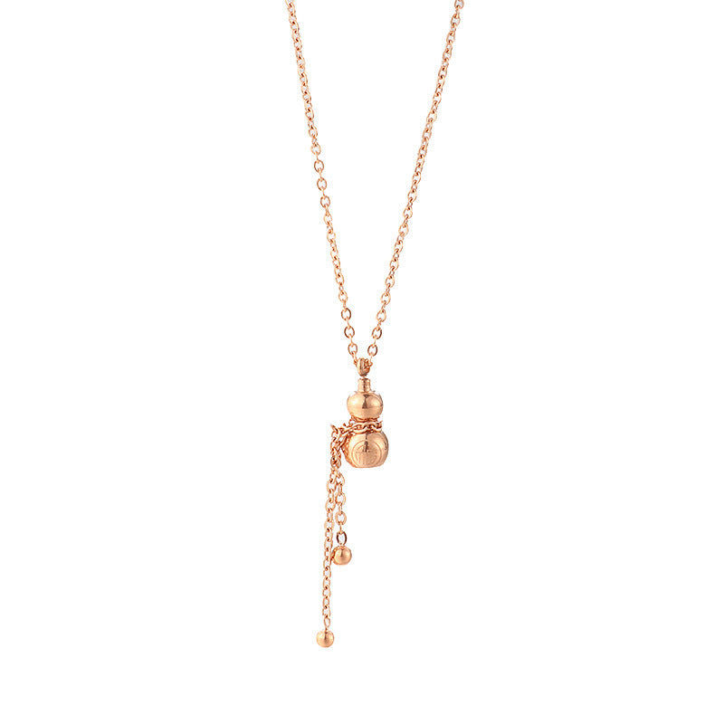 Minimalist 18K Gold Plated Titanium Steel Gourd Pendant Necklace for Women