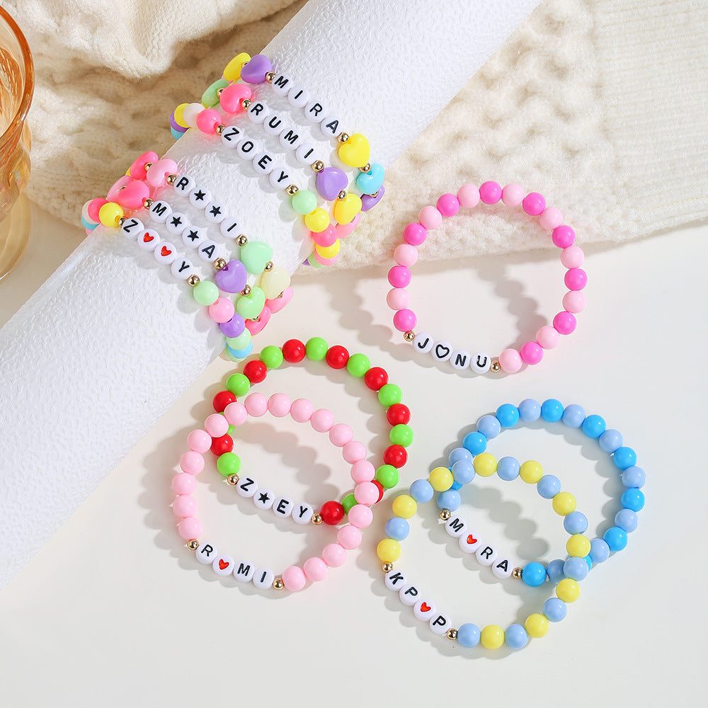Unique Cartoon Letter Heart Acrylic Bracelet for Women