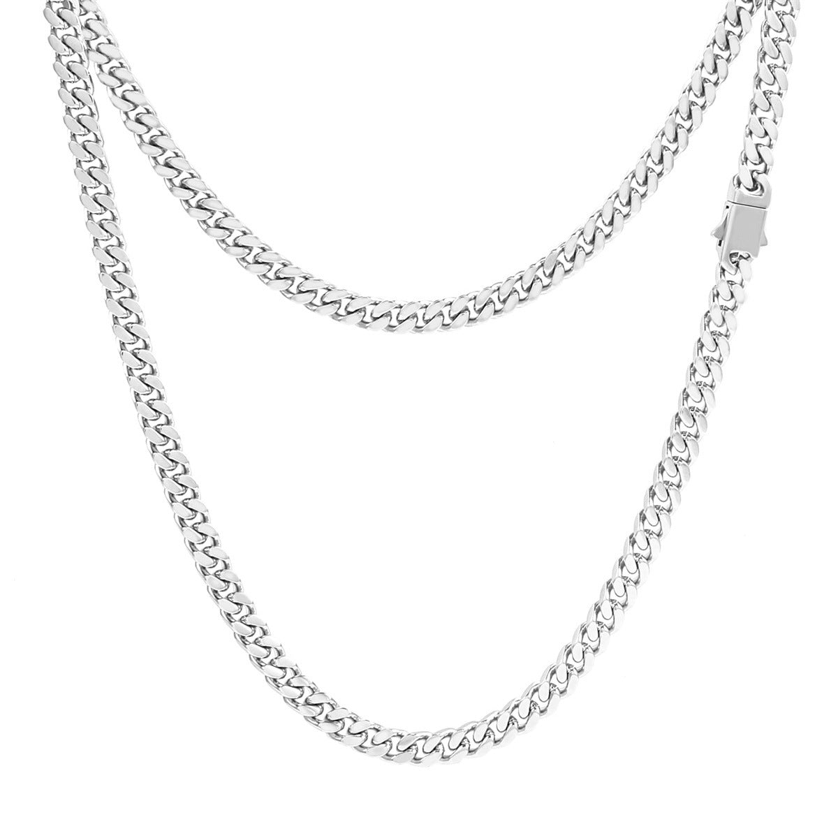 Geometric Miami Cuban Link Necklace for Men and Women in Stainless Steel with Plated Finish