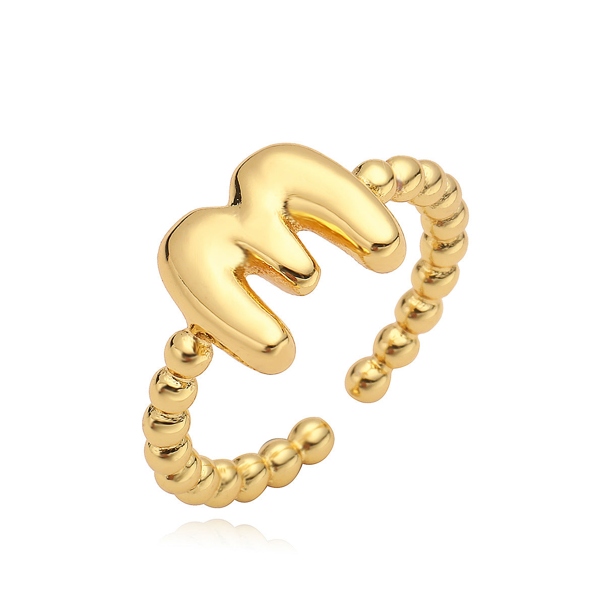 Minimalist 18K Gold Plated Brass Letter Ring for Women