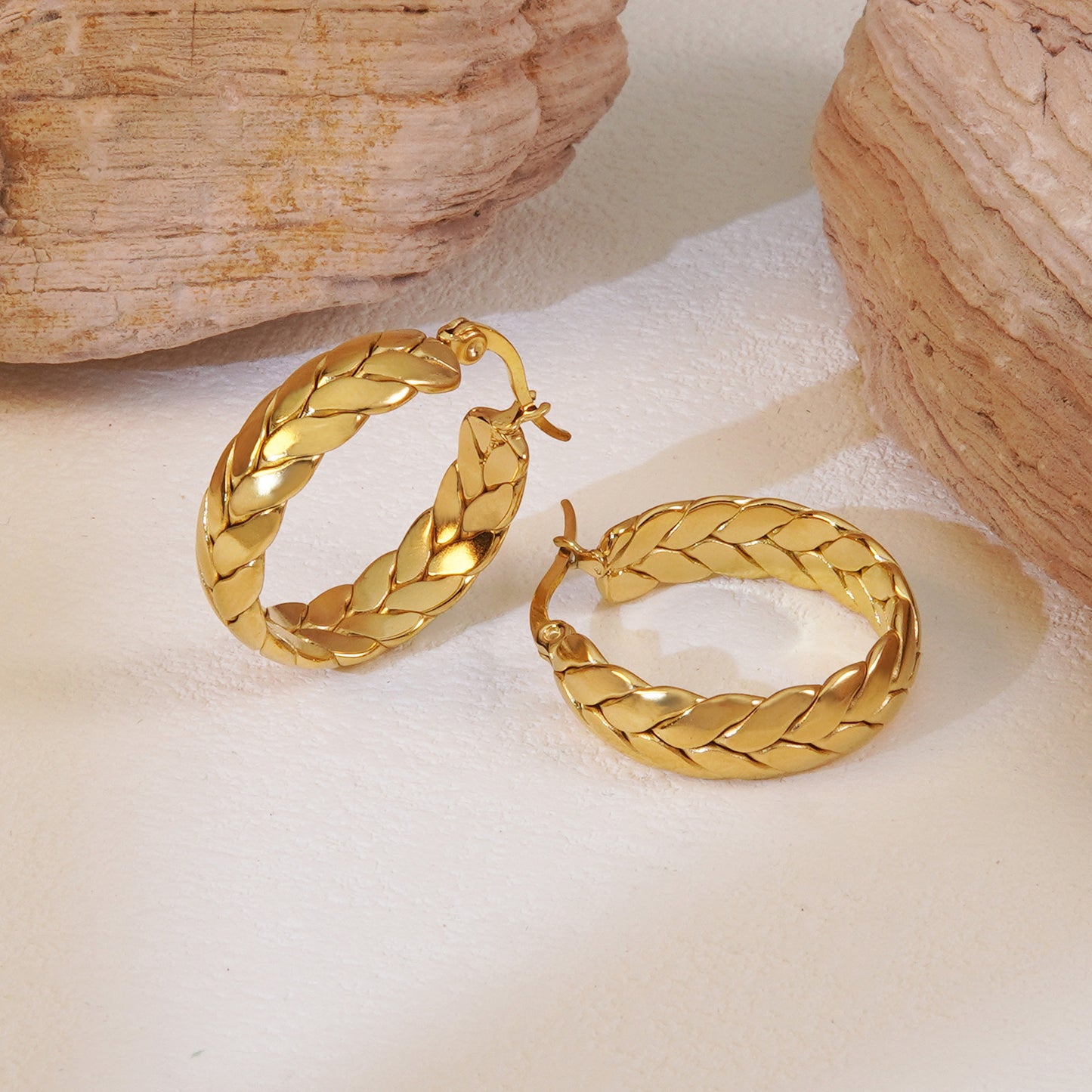 Set collana da donna con catena barbazzale in acciaio inossidabile placcato oro 18 carati con pianta di grano
