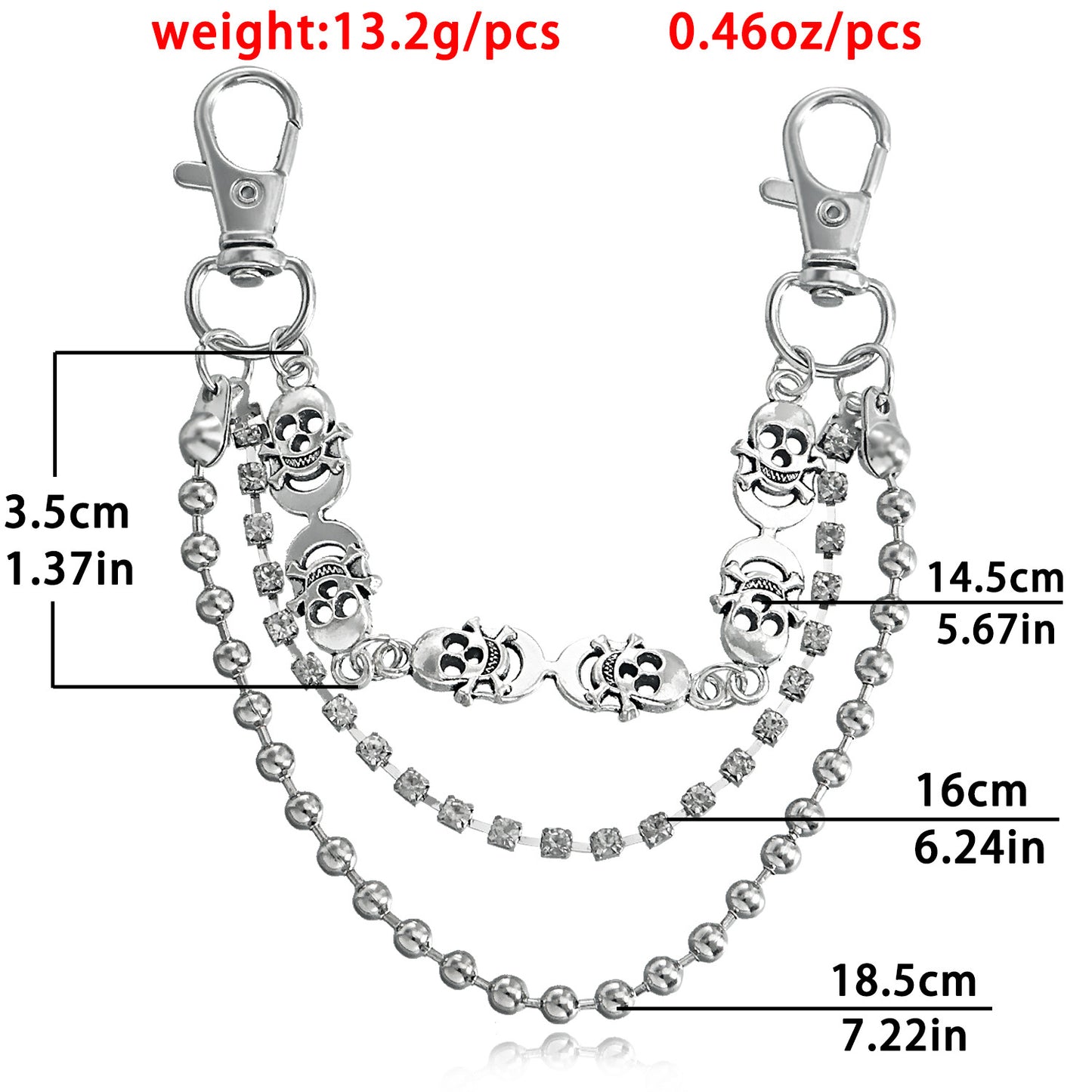 Geometric Skeleton Anklet in Alloy for Women with Round Bead Chain and Fashionable Sporty Design