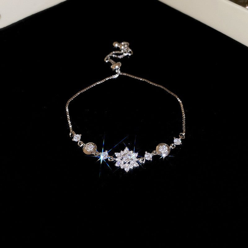 Luxury Elegant Geometric Floral Cubic Zirconia Inlay Bracelet for Women