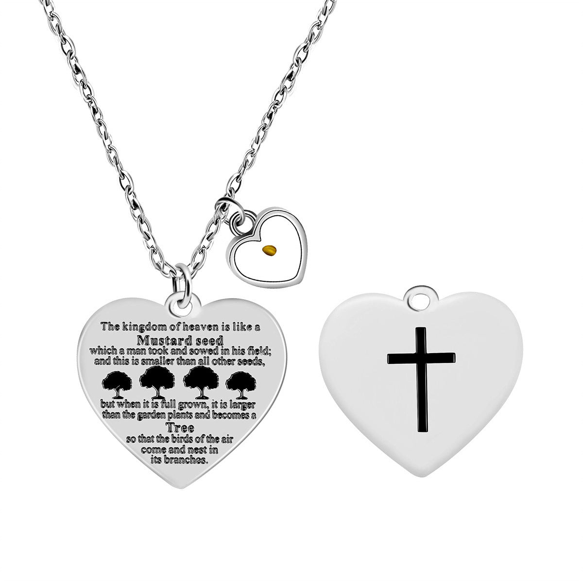 Collana con Ciondolo a Croce a Doppia Faccia in Acciaio Inossidabile con Versetto Biblico Personalizzato, Charm in Acciaio al Titanio Lucidato e Design Geometrico