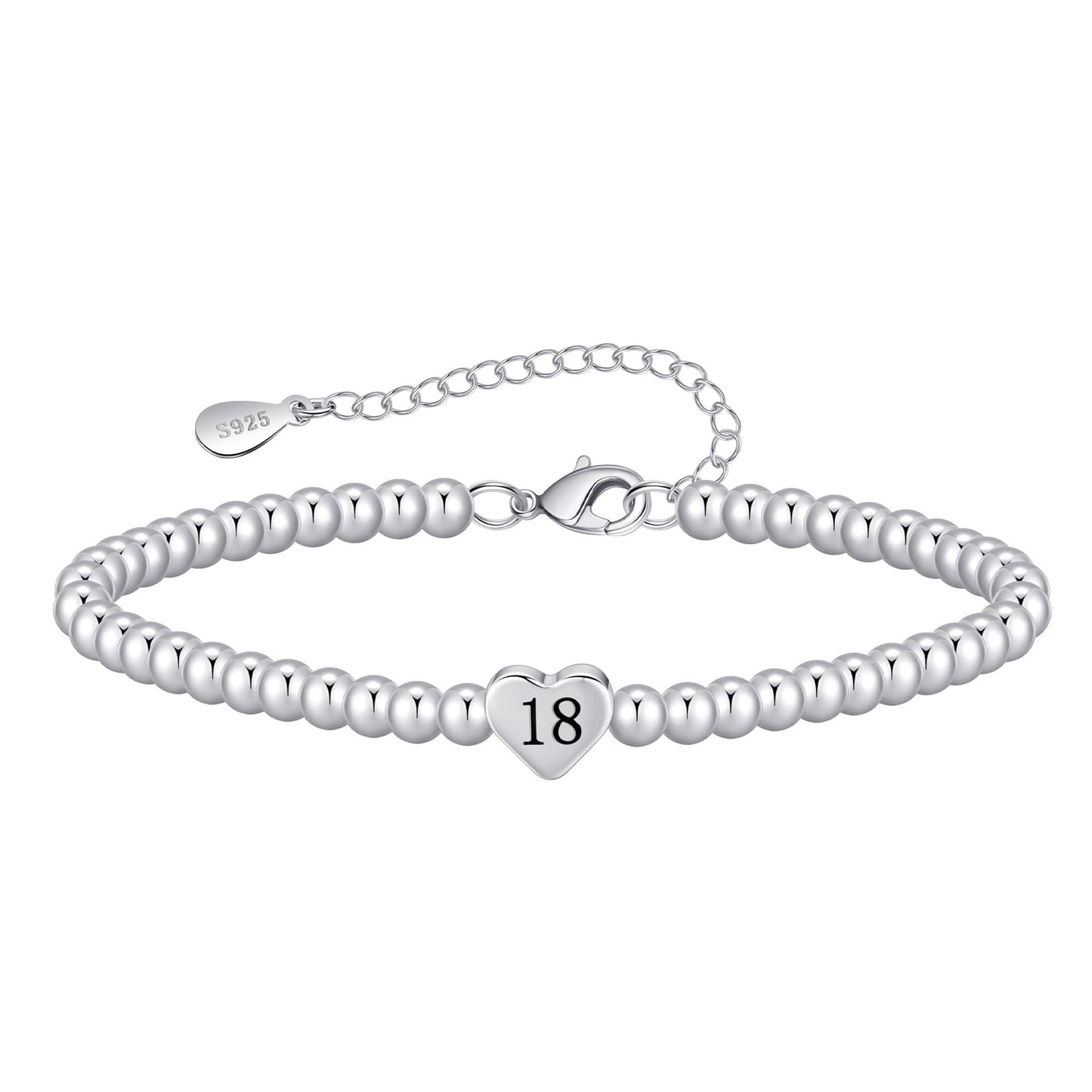 Personalized Heart Letter Number Brass Plated Silver Adjustable Bracelet Unisex Jewelry