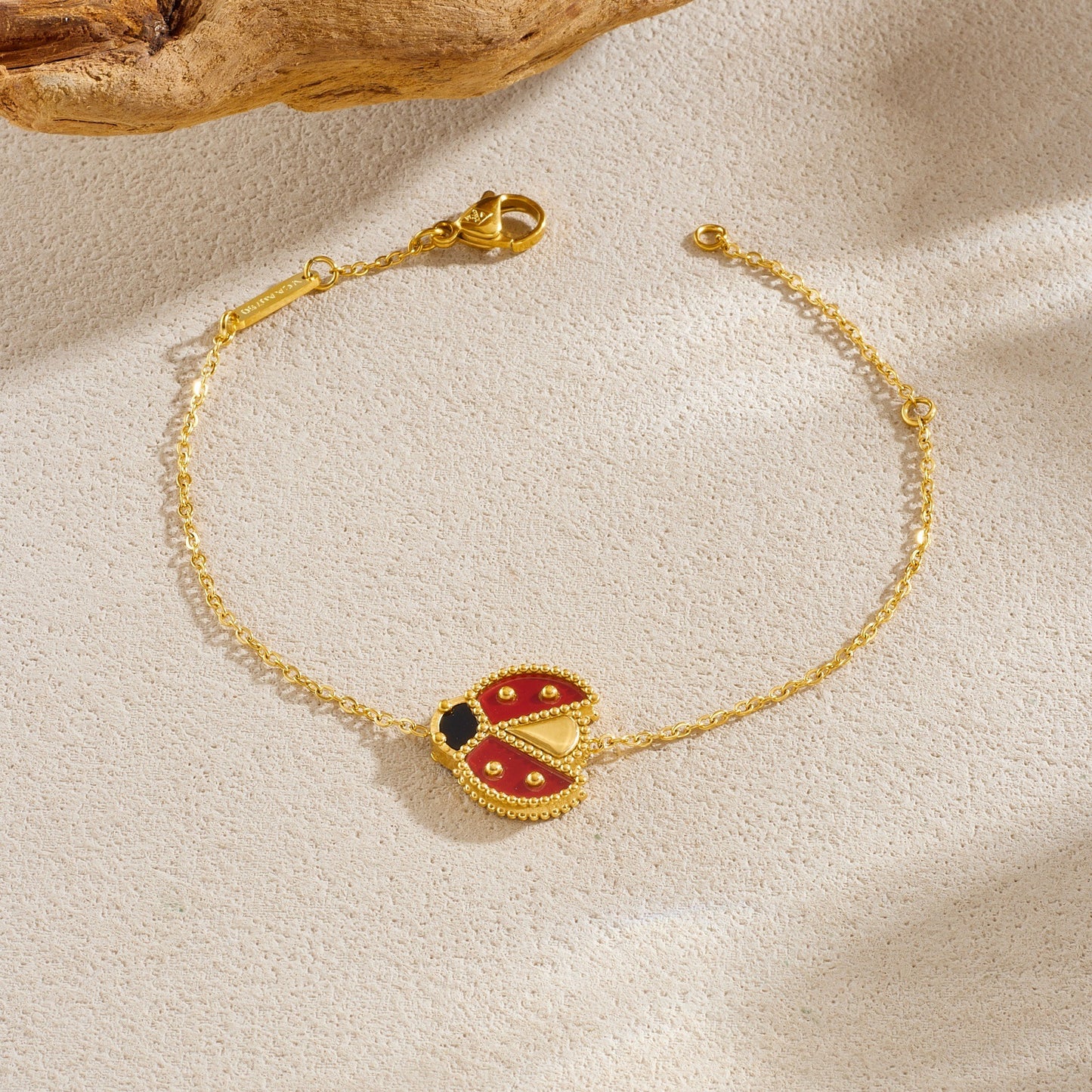 Ladybug Drip Oil Plated Stainless Steel Pendant Jewelry Set for Women