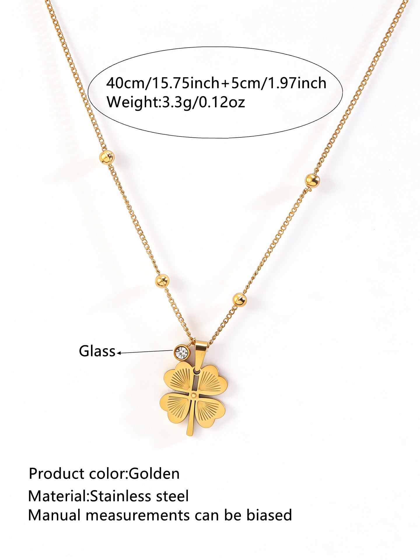 Elegant 18K Gold Plated Stainless Steel Floral Rhinestone Necklace for Women