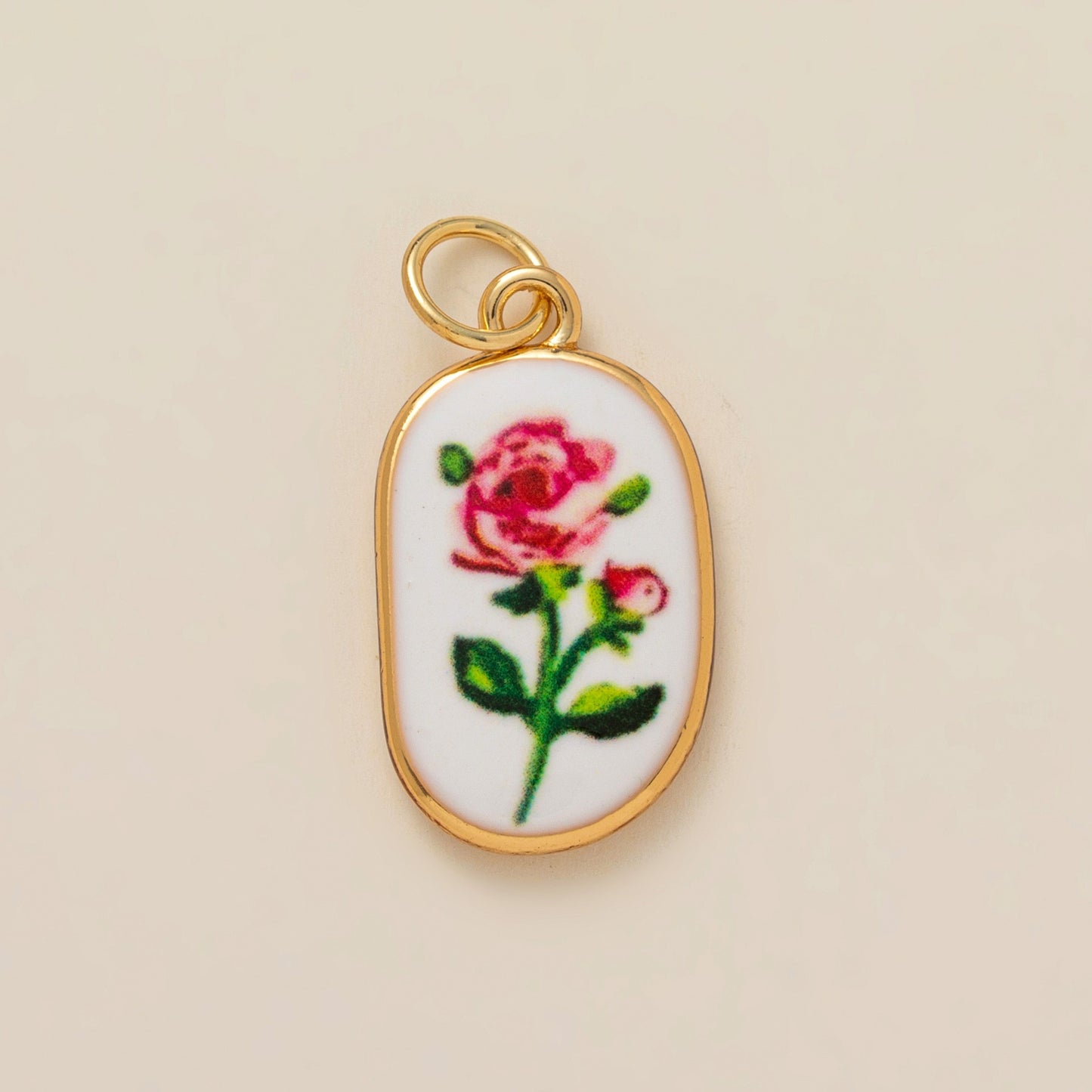 Heart Floral Plated Brass Charm Bar