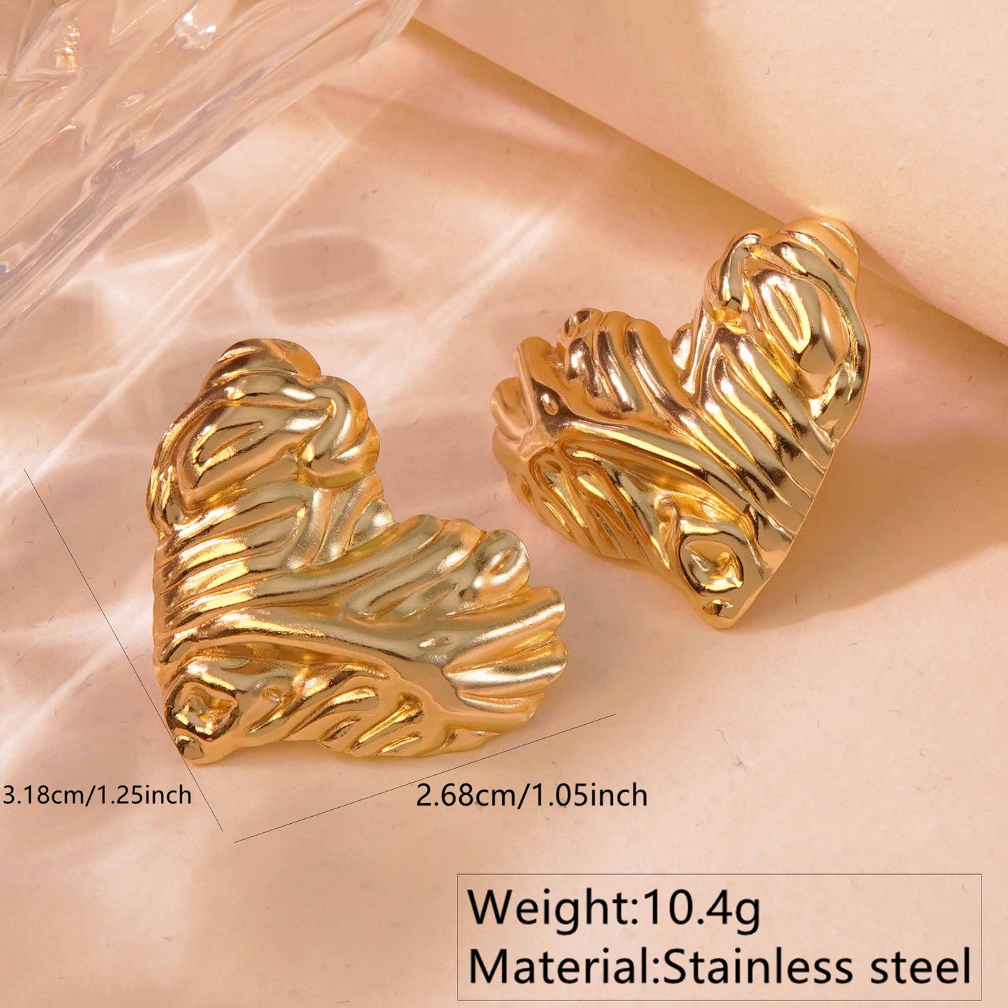 Elegant Gold Plated Stainless Steel Leaf Earrings for Women