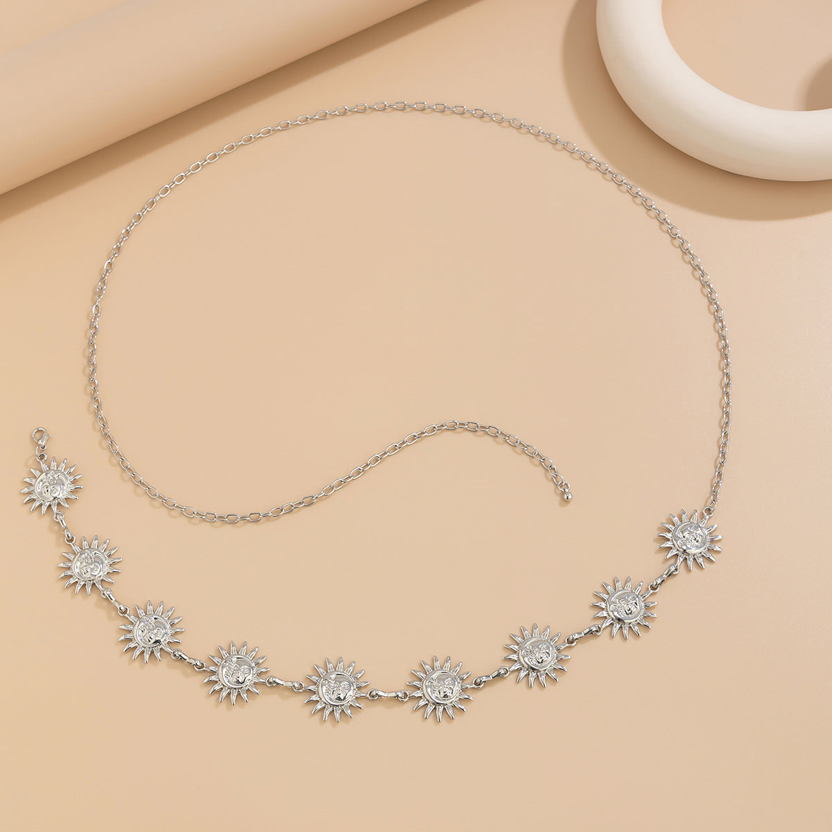 Casual Embossed Engraved Floral Metal Body Chain for Women