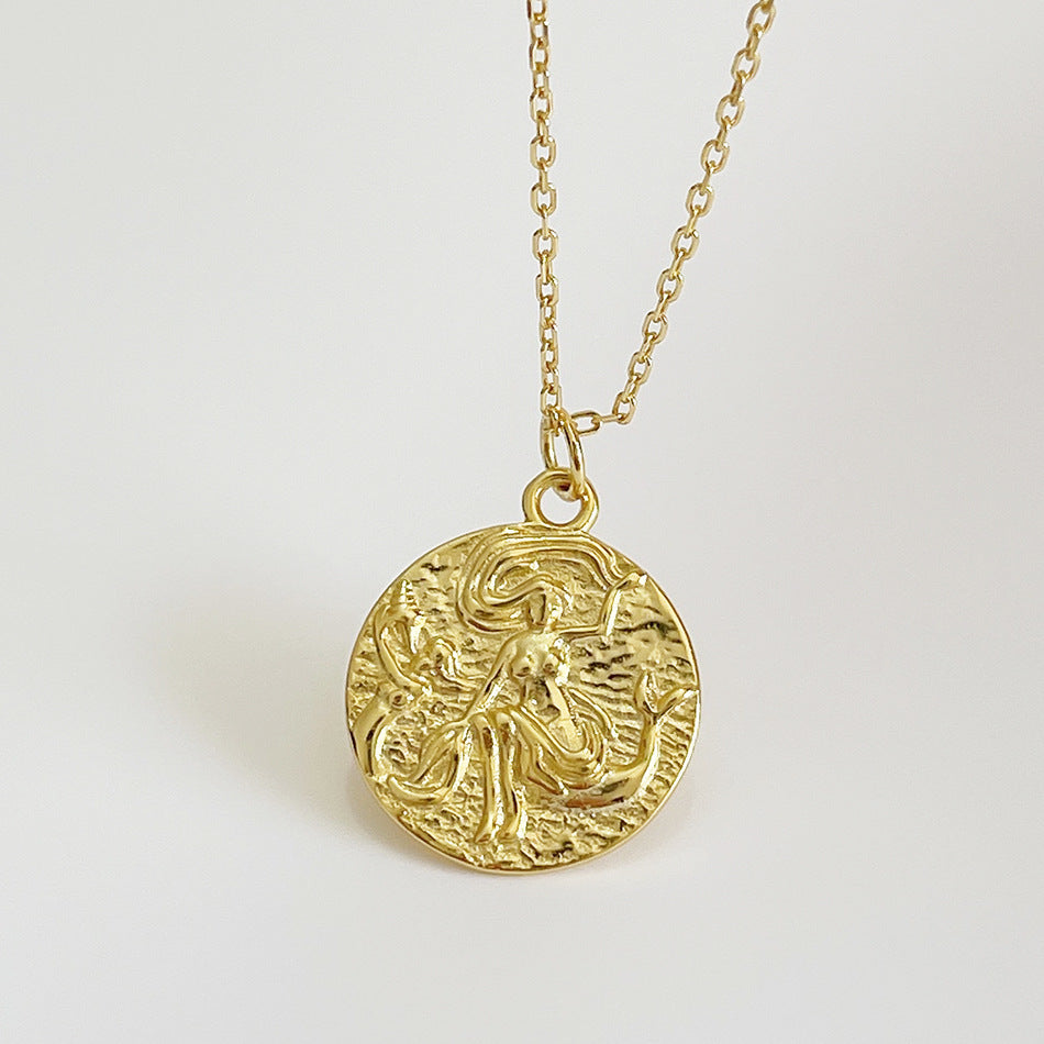 18K Gold Plated 925 Sterling Silver Geometric Mermaid Necklace