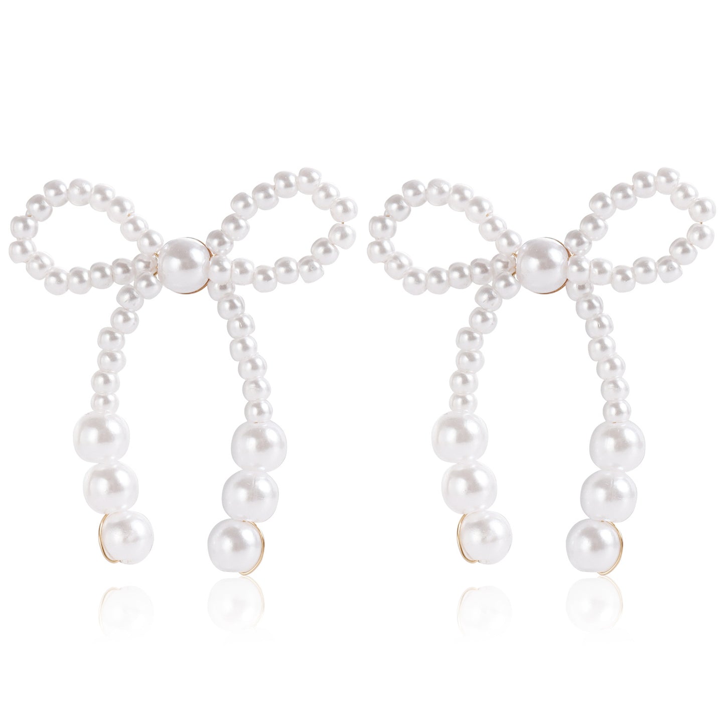 Pendientes Vintage Tejidos a Mano con Forma de Lazo Estilo Perla para Mujer con Acabado Chapado