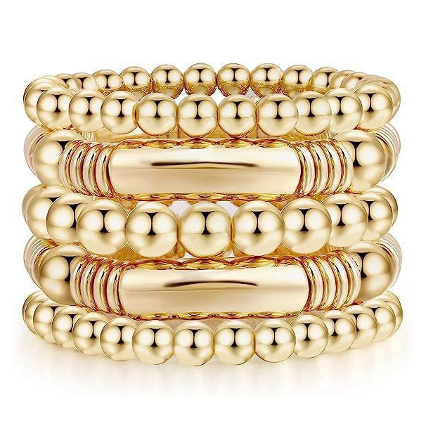 Bohemian Minimalist Gold Plated Round Bead Bracelet Unisex Geometric Ball Chain Bangle