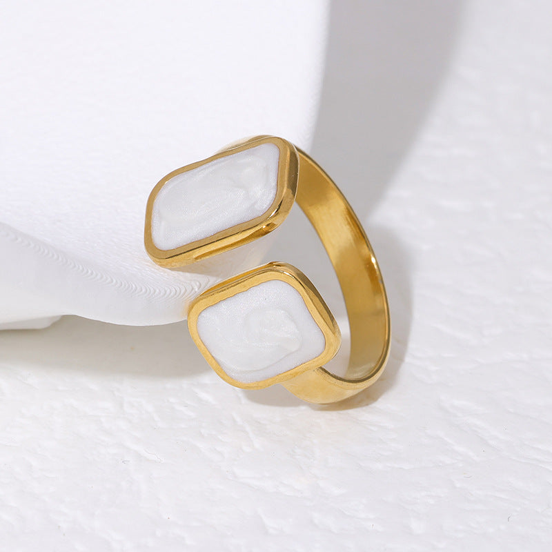Anello Apribile Geometrico Minimalista in Acciaio al Titanio Placcato Oro 18K da Donna