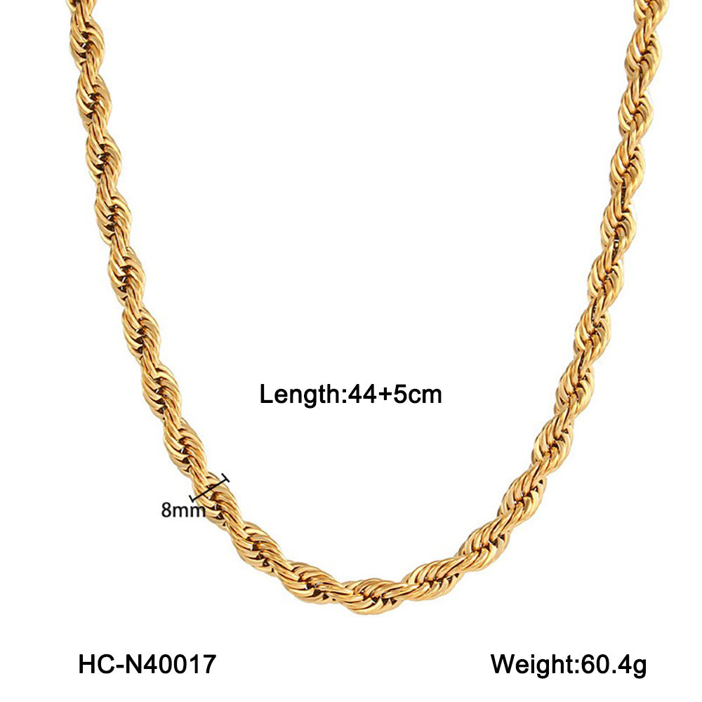 INS Style Geometric Twist Chain Necklace for Women Stainless Steel Plated Necklace