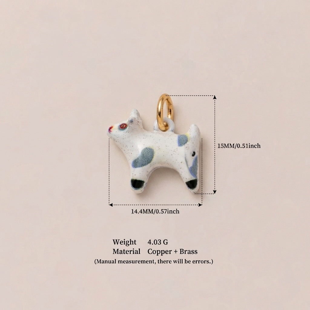 Minimalist Colorful Animal Drip Oil Plated Brass Shoe Charm Pendant