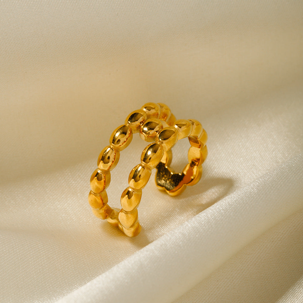 Anello Aperto a I Geometrico alla Moda in Acciaio Inossidabile Placcato Oro 18K Gioielli da Donna