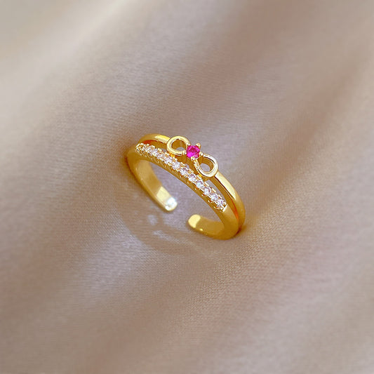 Anillo Abierto Minimalista Nudo Mariposa para Mujer en Latón con Baño de Oro