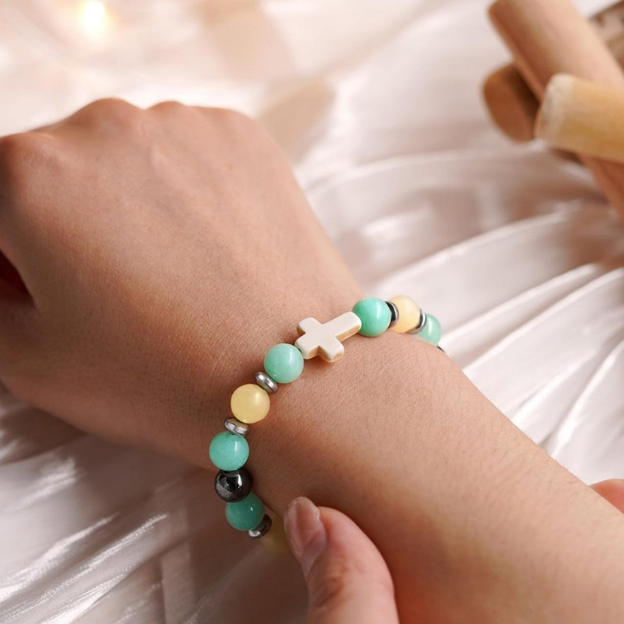 Minimalist Natural Agate Geometric Braided Bracelet Unisex