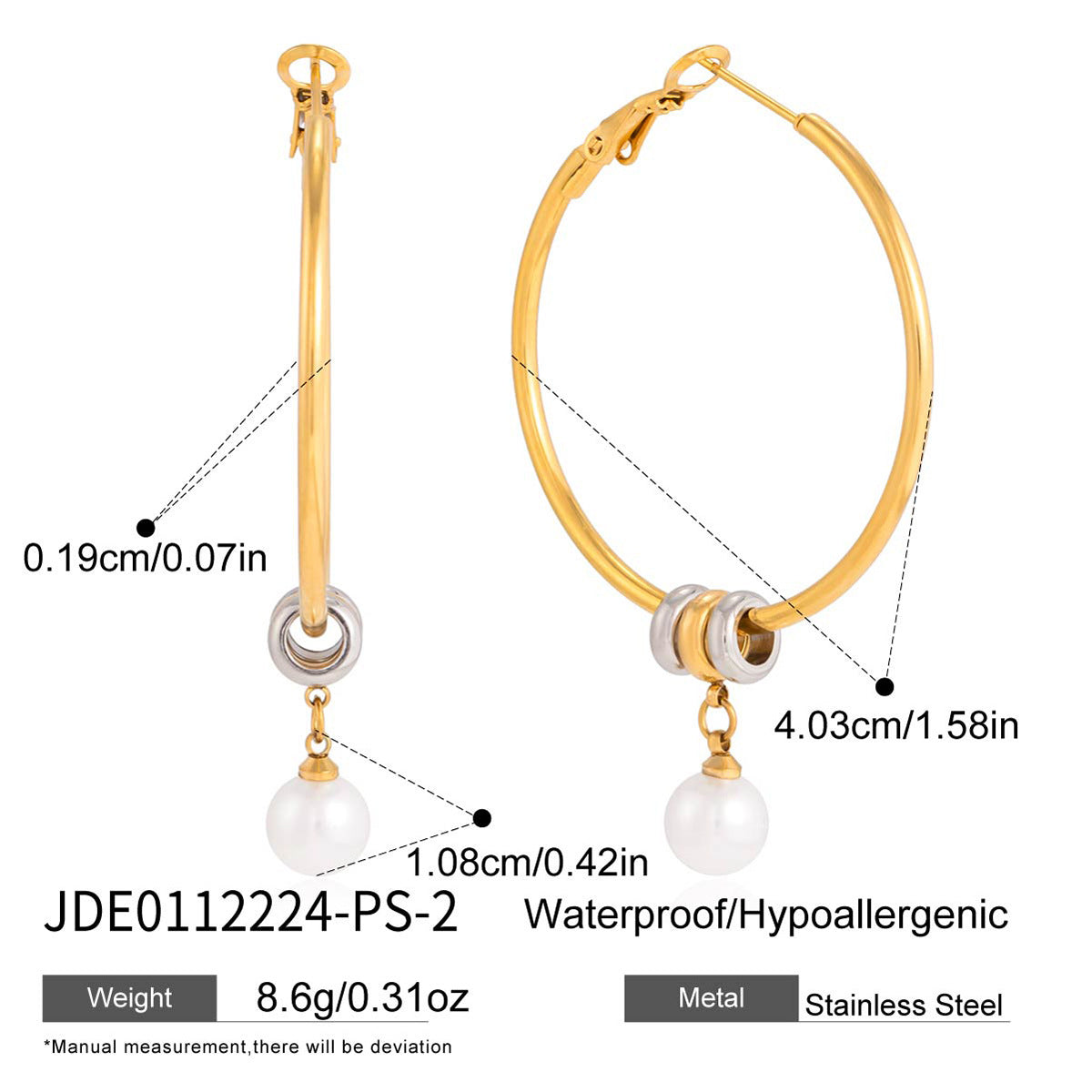 Elegant Round Geometric Stainless Steel Plated Cubic Zirconia Hoop Earrings for Women