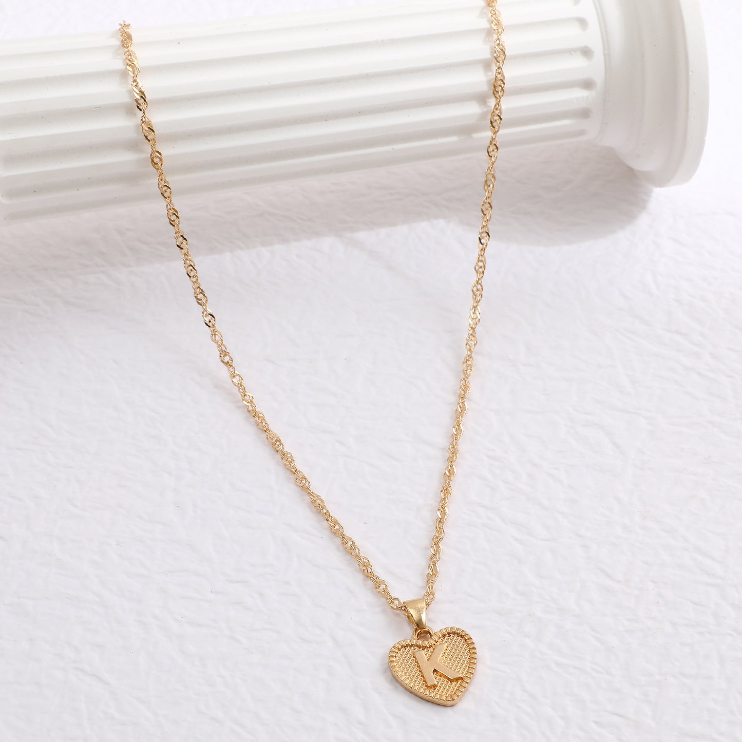Minimalist Heart Letter Zinc Alloy Plated Necklace Singapore Chain Women